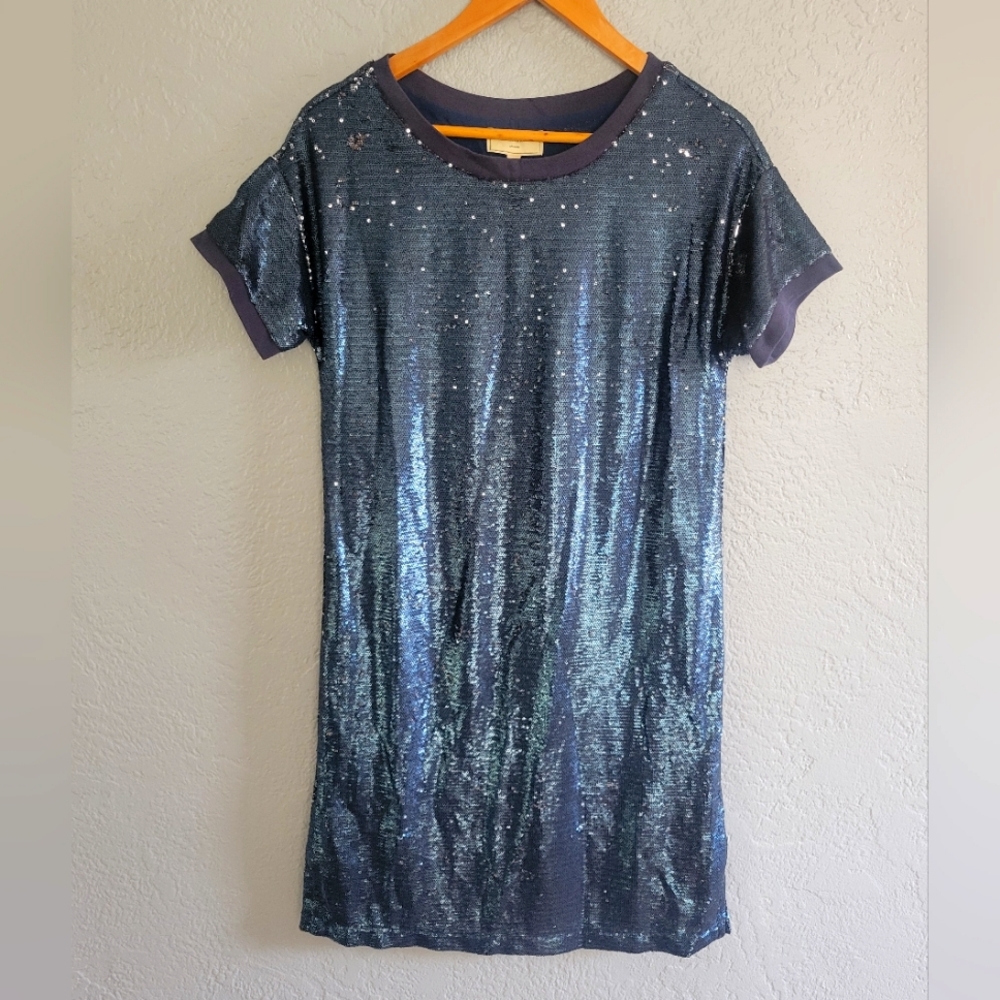 Anthropologie Moulinette Soeurs Sequin Blue Dress Small